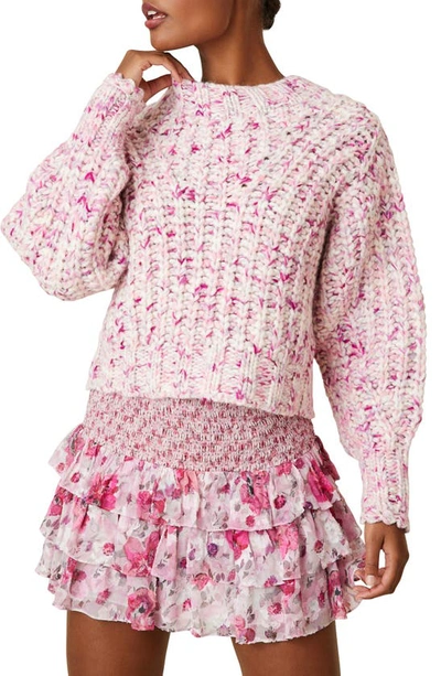 Shop Loveshackfancy Vollaré Alpaca Blend Crewneck Sweater In Berry Medley