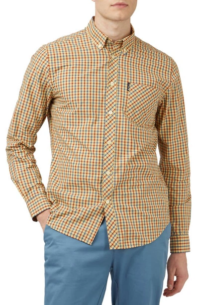 Shop Ben Sherman Check Cotton Button-down Shirt In Lemon