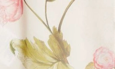 Shop Giambattista Valli Floral Print Tie Neck Silk Georgette Blouse In Ivory/ Multi