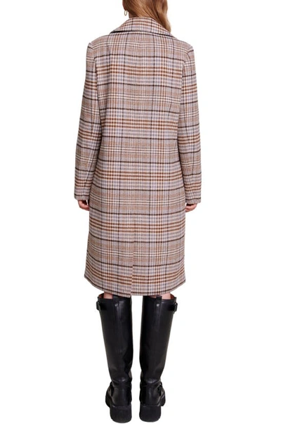 Shop Maje Prince Of Wales Check Coat In Beige