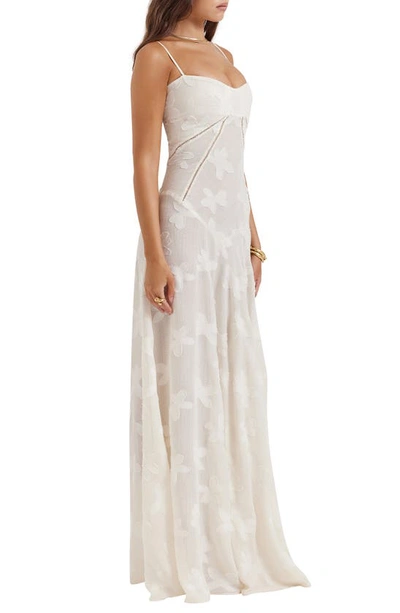 House Of Cb Seren Blush Lace-up Back Gown In Vintage Cream