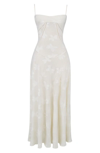House Of Cb Seren Blush Lace-up Back Gown In Vintage Cream