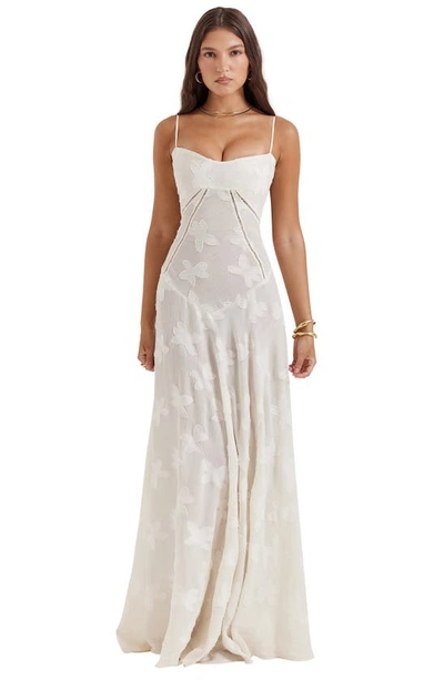 House Of Cb Seren Blush Lace-up Back Gown In Vintage Cream