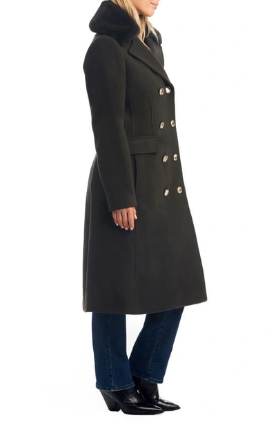 Shop Vince Camuto Double Breasted Flare Coat In Olive