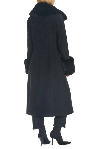 Shop Vince Camuto Wool Blend Coat With Removable Faux Fur Collar And Cuffs In Black