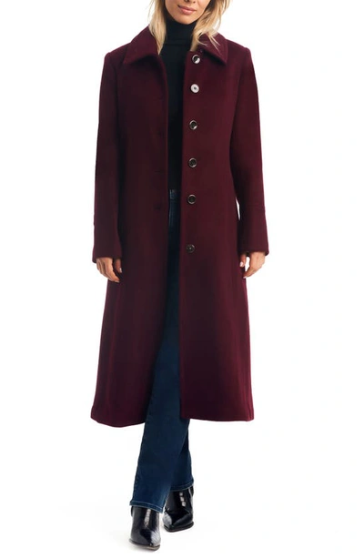 Shop Vince Camuto Wool Blend Coat With Removable Faux Fur Collar And Cuffs In Wine