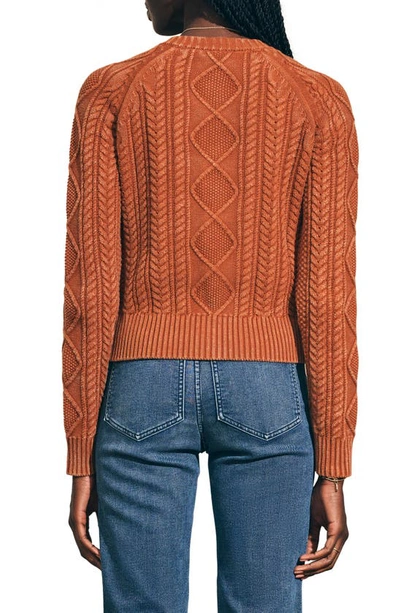 Shop Faherty Sunwash Organic Cotton Cable Cardigan In Gingerbread