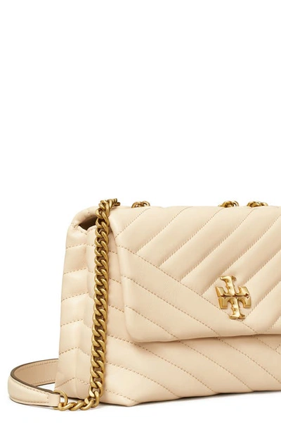 Tory Burch Women's Kira Quilted Chevron Shoulder Bag, New Cream/Rolled  Brass, Off White, One Size: Handbags