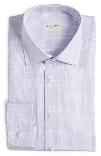 Shop Jack Victor Hoyland Plaid Cotton Twill Dress Shirt In Lilac