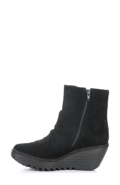 Shop Fly London Yopa Platform Wedge Bootie In 001 Black