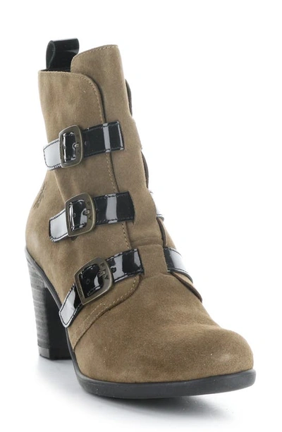Shop Fly London Klea Bootie In Taupe/ Black