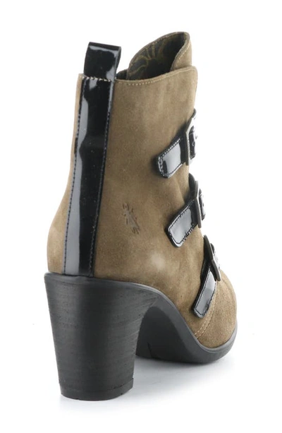 Shop Fly London Klea Bootie In Taupe/ Black