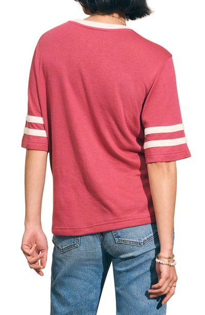 Shop Faherty Cloud Varsity Cotton & Modal T-shirt In Dry Rose