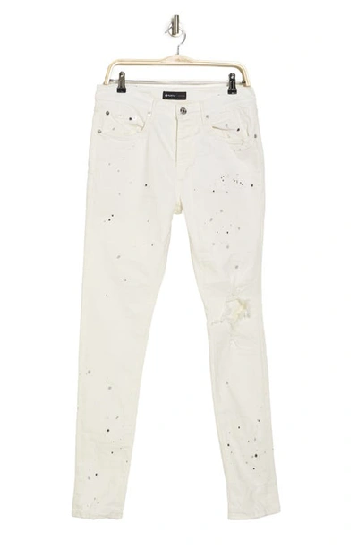 Purple Brand Distressed Low-rise Skinny Jeans In Optic White Paint Blowout
