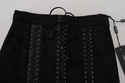 Shop Dolce & Gabbana Black Brocade Mini Above Knee Pencil Women's Skirt