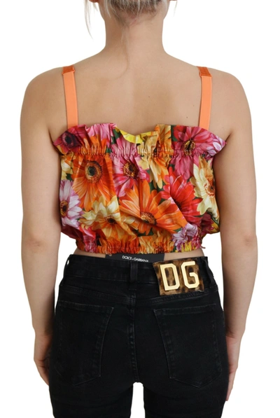 Shop Dolce & Gabbana Blouse Cropped Floral Cotton Tank Women's Top In Multicolor