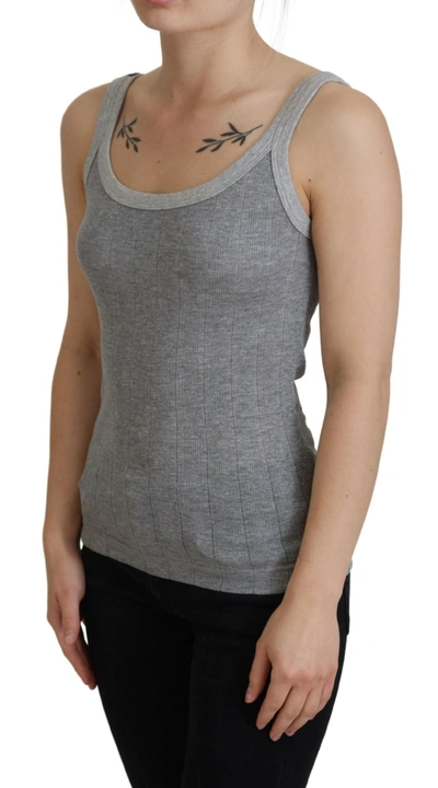 Shop Dolce & Gabbana Gray Cotton Modal Canotta Tank Top Women's T-shirt