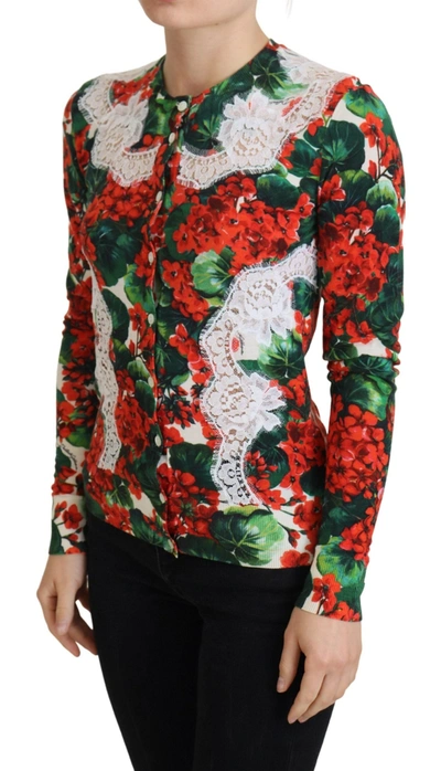 Shop Dolce & Gabbana Multicolor Wool Floral Cardigan Women's Sweater