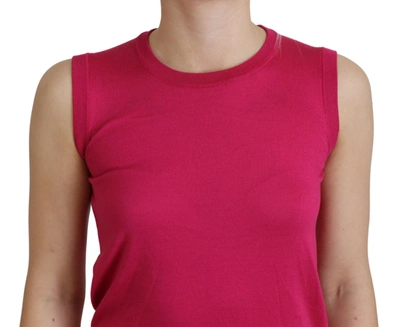 Shop Dolce & Gabbana Pink Silk Vest Pullover Crewneck Tank Women's Top