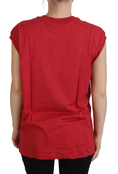 Shop Dolce & Gabbana Red Cotton Dg Logo Tank Top Women's T-shirt