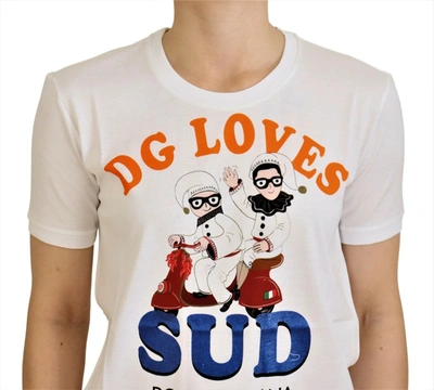 Shop Dolce & Gabbana White Cotton Dg Loves Sud  Women's T-shirt