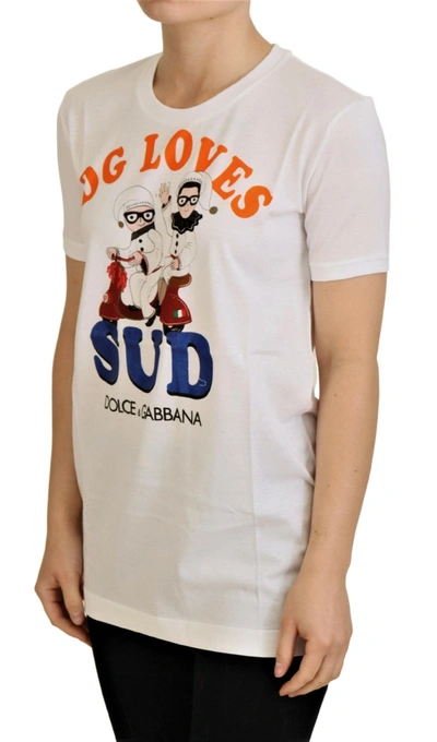 Shop Dolce & Gabbana White Cotton Dg Loves Sud  Women's T-shirt