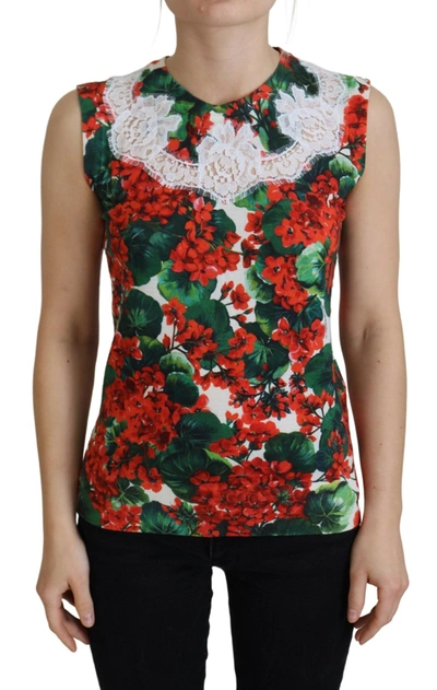 Shop Dolce & Gabbana White Floral Wool Lace Vest Tank Women's Top In Multicolor