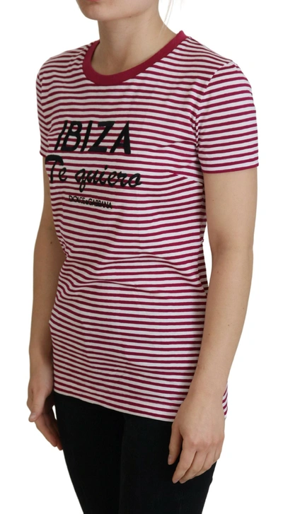Shop Dolce & Gabbana White Pink Ibiza Exclusive Women's T-shirt