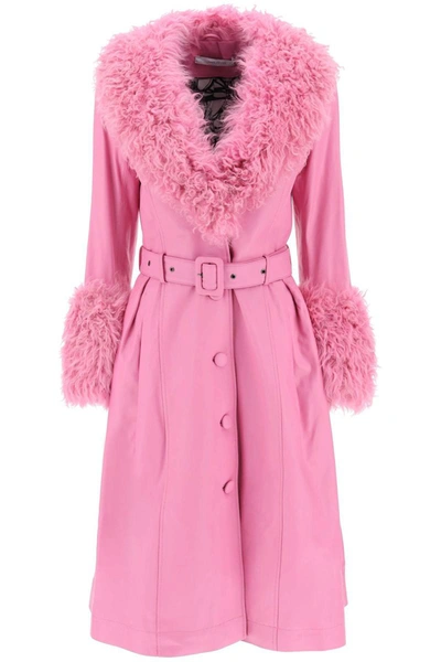 Shop Saks Potts Foxy Leather And Shearling Long Coat In Pink