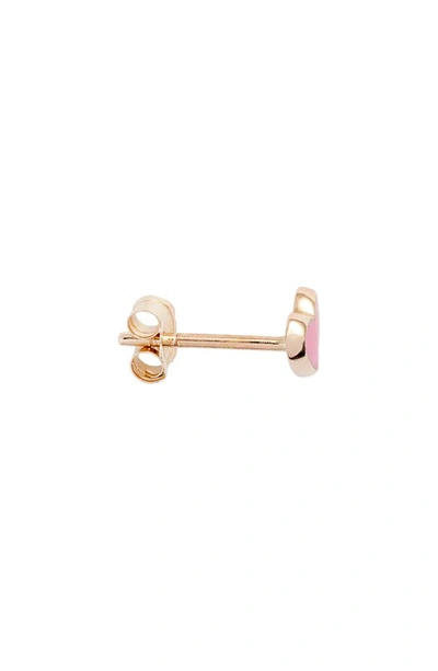 Anzie Enamel Heart Stud Earrings In Pink
