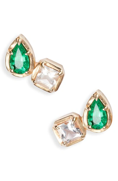 Shop Anzie Mélia Stud Earrings In Green