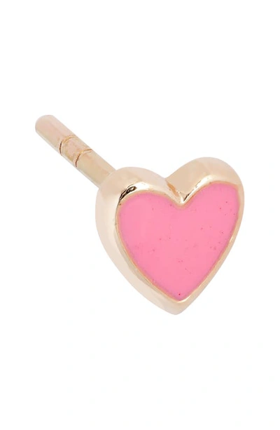 Anzie Enamel Heart Stud Earrings In Pink