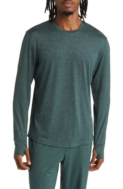 Zella Restore Soft Performance Long Sleeve T-shirt In Green Duck