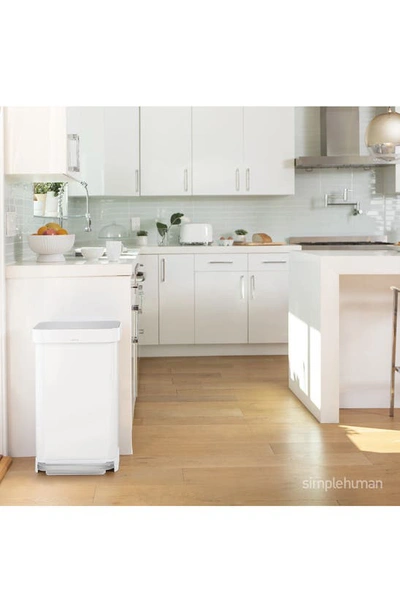 Simplehuman 45l Rectangular Liner Rim Step Trash Can In White