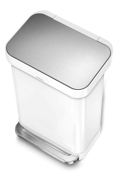 Simplehuman 45l Rectangular Liner Rim Step Trash Can In White