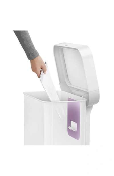 Simplehuman 45l Rectangular Liner Rim Step Trash Can In White