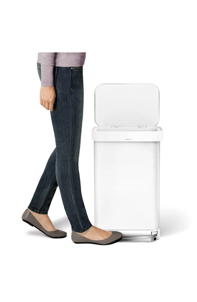 Simplehuman 45l Rectangular Liner Rim Step Trash Can In White
