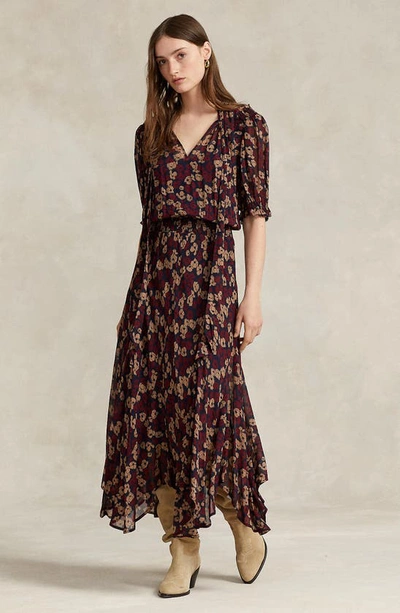 Shop Polo Ralph Lauren Floral Midi Dress In 1454 Fall Poppy Floral