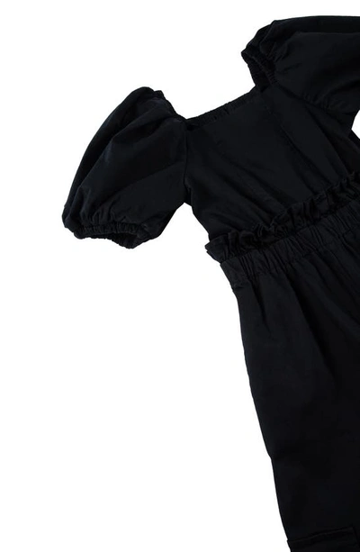 Shop Habitual Kids' Puff Sleeve Cotton Blend Jumpsuit In Black
