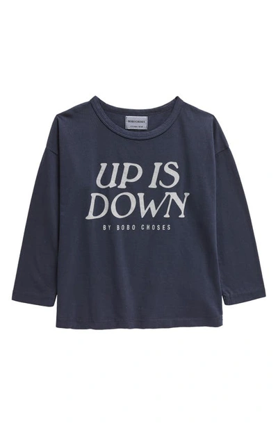 Shop Bobo Choses Kids' Up Is Down Long Sleeve Graphic T-shirt In Navy