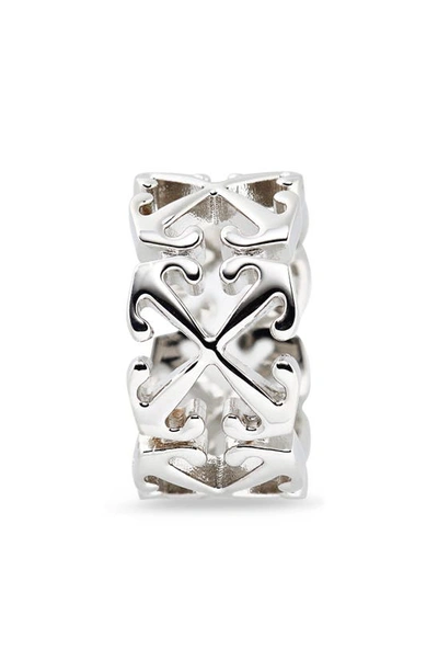 Off-white Arrow Logo Ring In Silver