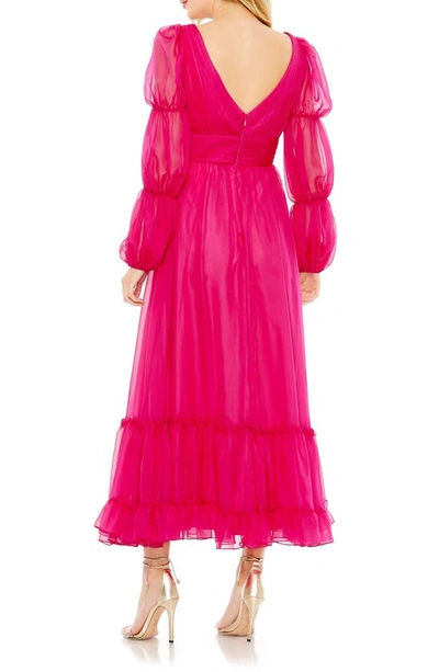 Shop Mac Duggal Ruched Tiered A-line Cocktail Dress In Hot Pink