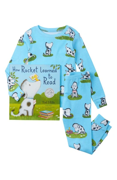 Shop Books To Bed Kids' 'how Rocket Learned To Read' Fitted Two-piece Cotton Pajamas & Book Set In Blue