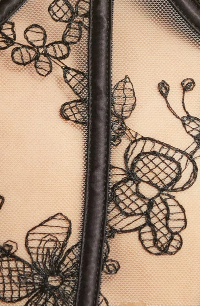 Shop Kilo Brava Embroidered Mesh Underwire Bustier In Black Butterflies