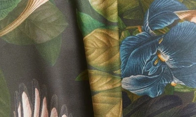 Shop Kilo Brava Wrap Wide Leg Satin Pajamas In Iris Swallows Print