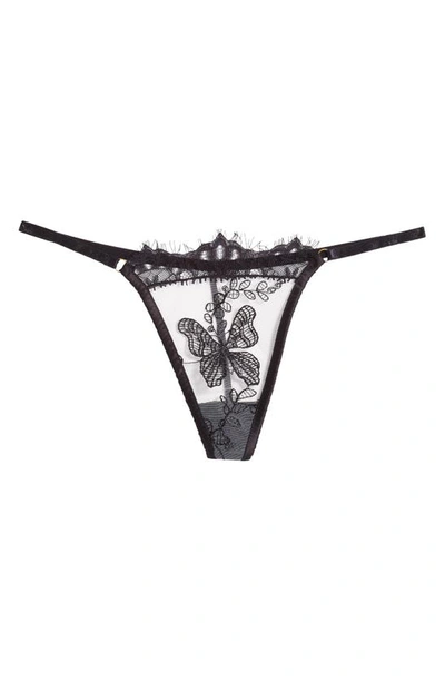 Shop Kilo Brava Embroidered Mesh G-string Thong In Black Butterflies
