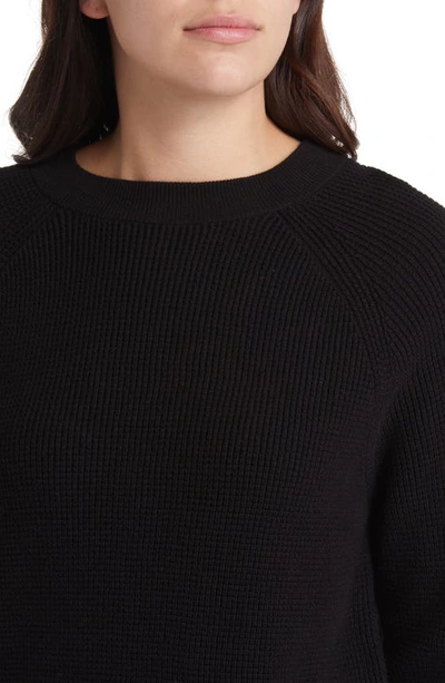 Shop Treasure & Bond Thermal Knit Cotton Sweater In Black