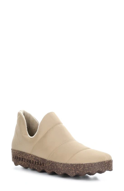 Shop Asportuguesas By Fly London Crus Quilted Slip-on Sneaker In Taupe Nylon