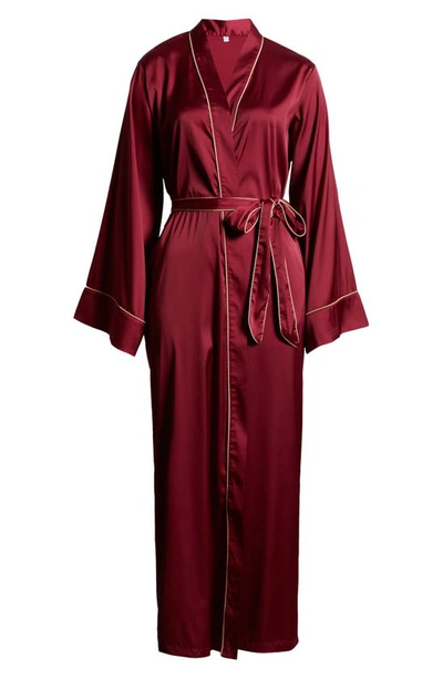 Shop Kilo Brava Satin Maxi Robe In Ruby Wine