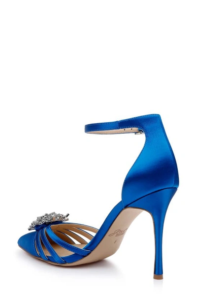 Shop Jewel Badgley Mischka Violette Ankle Strap Pointed Toe Pump In Electric Blue